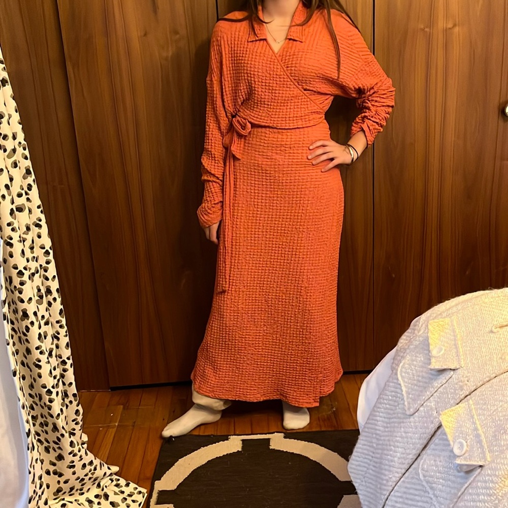 Anthro wrap dress so cozy